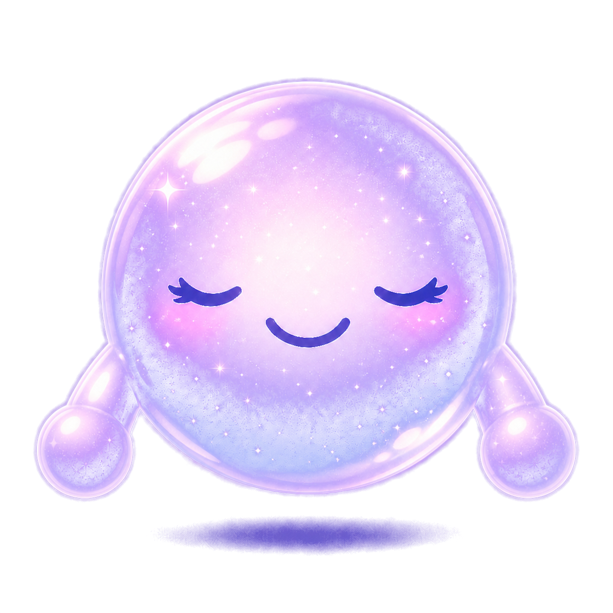 Glo, an iridescent purple-pink AI orb mascot with a soft smile.