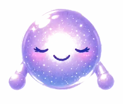 Glo, an iridescent purple-pink AI orb mascot, gently floating and shimmering.